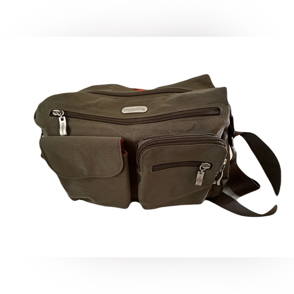 Baggallini Olive Green Orange Crossbody Heavy Duty Travel Bag